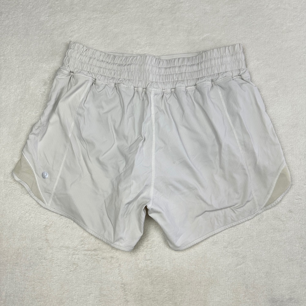 Lululemon Hotty Hot High-Rise Lined Short 4" Grey White Womens Size 6 LW7AWJT